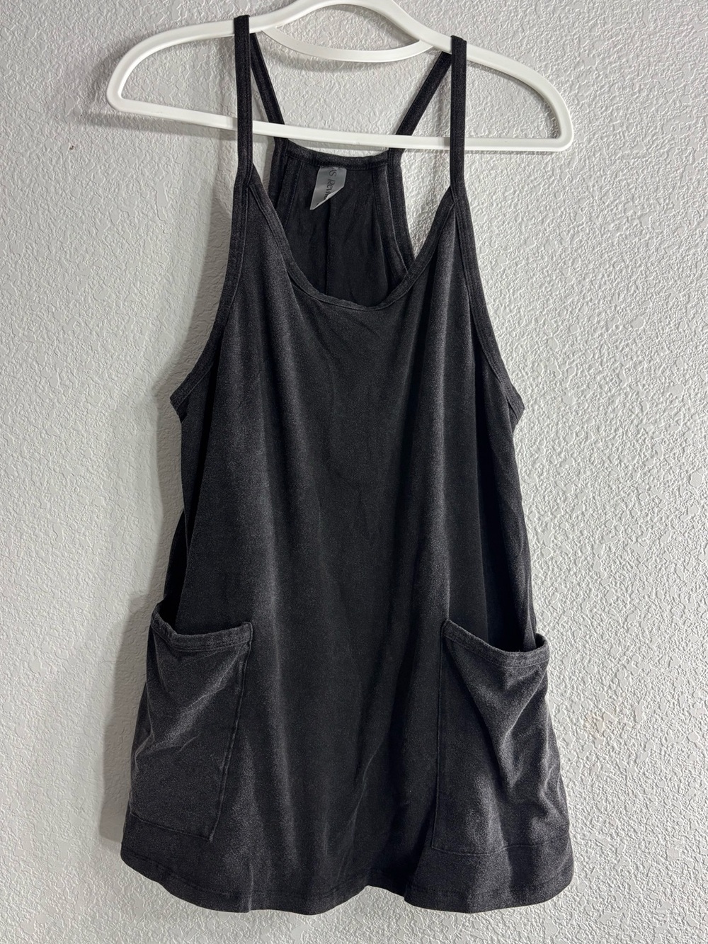 AS Revival Black Tank Romper with Front Pockets Stretchy Boho Woman XS